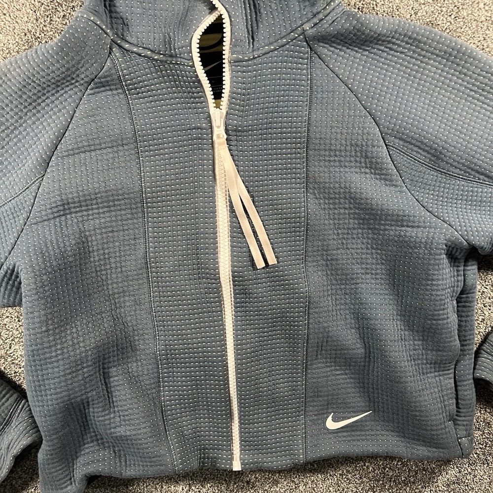 Nike Therma-FIT Full Zip Hoodie Women's Medium Blue Waffle Textured Training - Picture 5 of 9